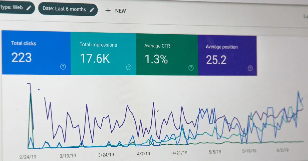 SEO analytics dashboard on a laptop screen
