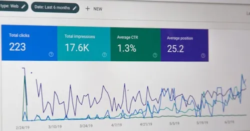 SEO analytics dashboard on a laptop screen