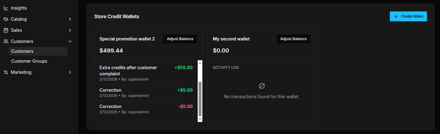 Store Credit Wallets